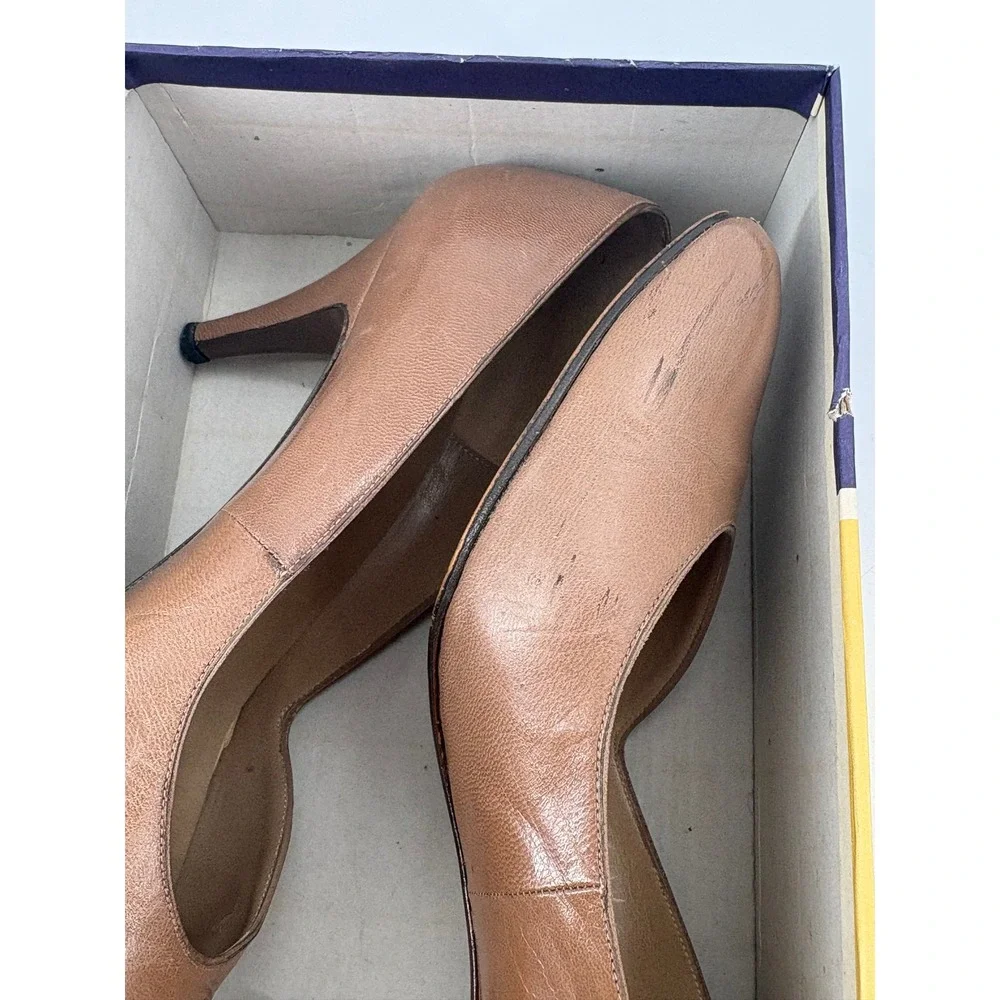 Pappagallo Pumps Women 9 M Vintage Pointed Toe Brown Leather Stiletto Spain